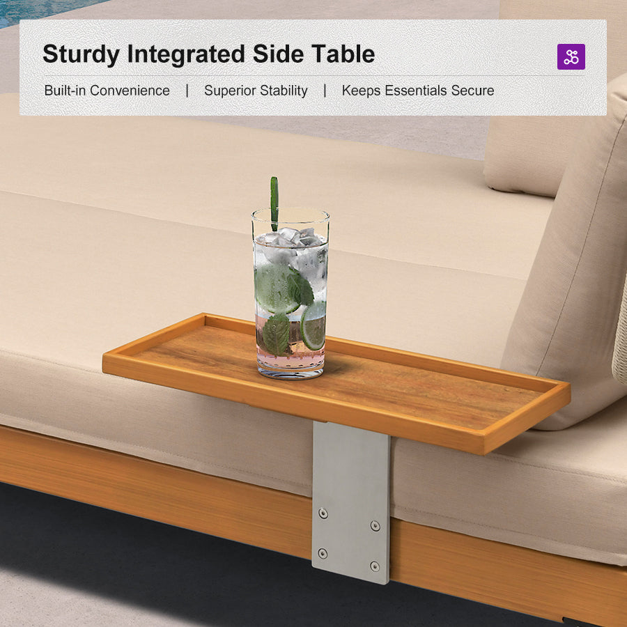 PURPLE LEAF Sicilia Classical Modular Outdoor Sectional with Sunbrella Khaki Cushions Flexible Layout for Porch Relaxation Space