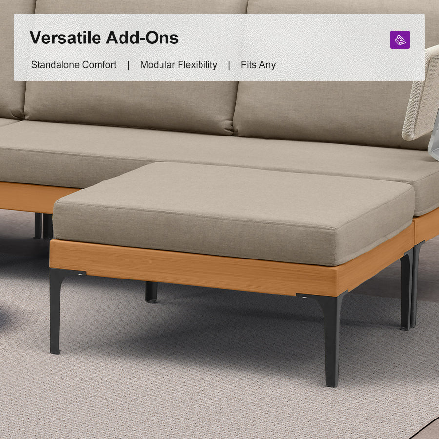 PURPLE LEAF Sicilia Classical Modular Outdoor Sectional with Sunbrella Taupe Cushions Flexible Layout for Hotel-Inspired Outdoor Lounge