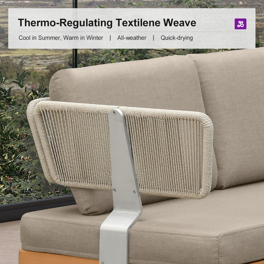 PURPLE LEAF Sicilia Classical Modular Outdoor Sectional with Sunbrella Taupe Cushions Flexible Layout for Hotel-Inspired Outdoor Lounge