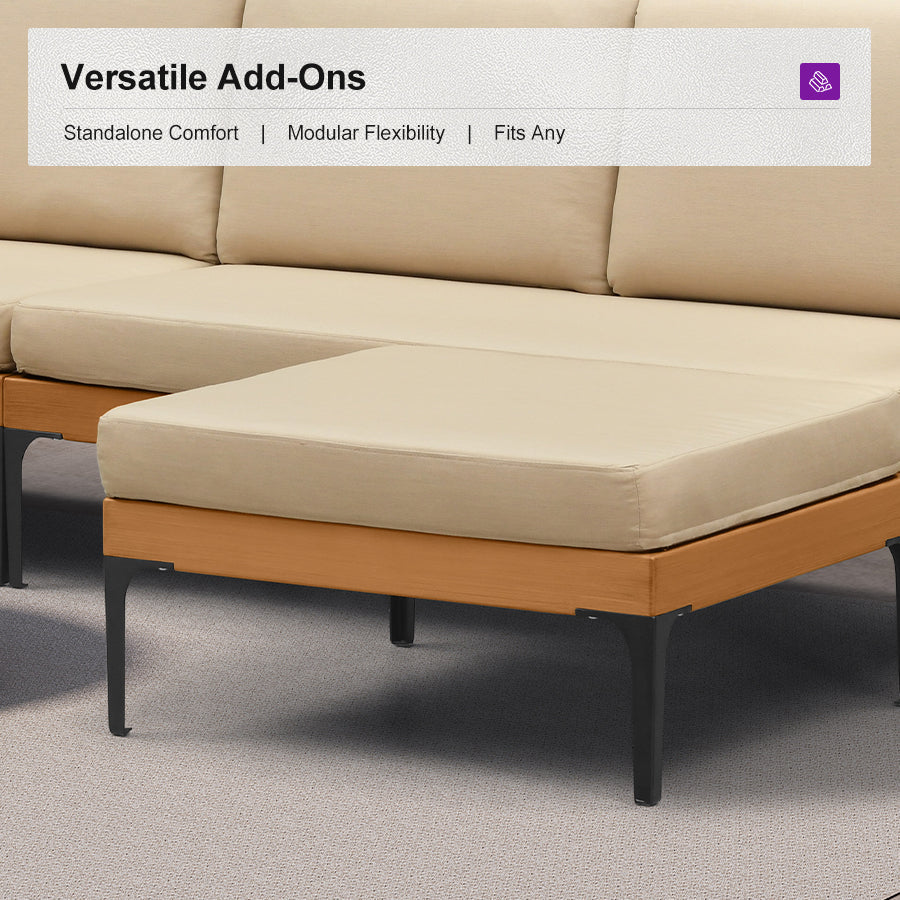PURPLE LEAF Sicilia L-Shaped Modular Outdoor Sectional with Sunbrella Khaki Cushions Flexible Layout for Poolside Casual Lounge