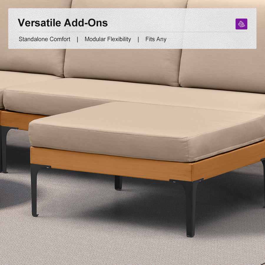 PURPLE LEAF Sicilia Classical Modular Outdoor Sectional with Sunbrella Khaki Cushions Flexible Layout for Porch Relaxation Space