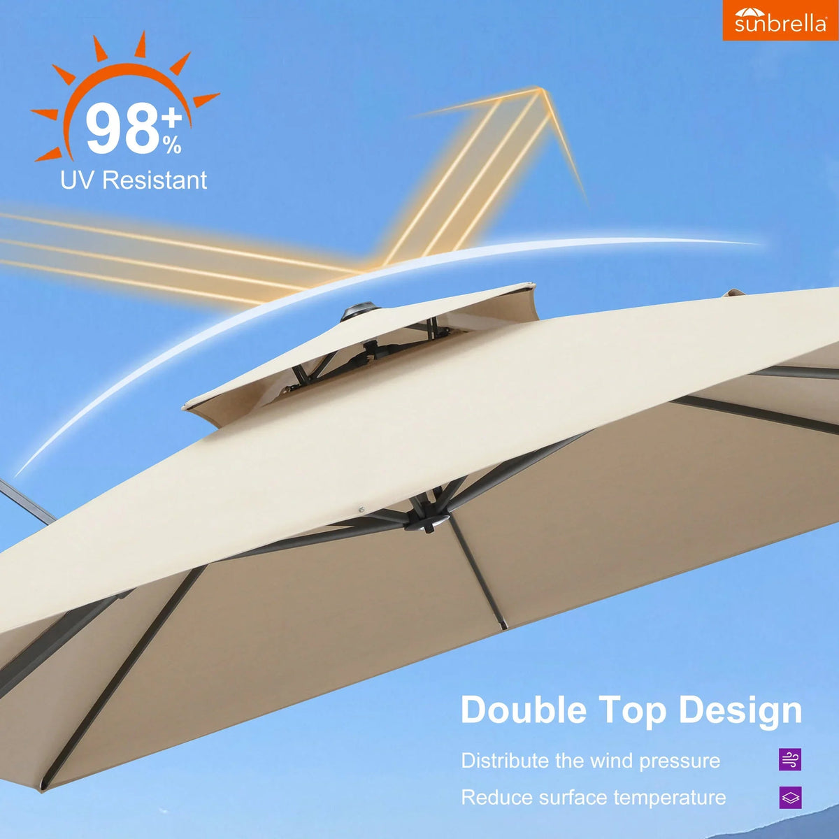 PURPLE LEAF SUNBRELLA Cantilever Umbrella Grey Aluminum Patio Umbrella