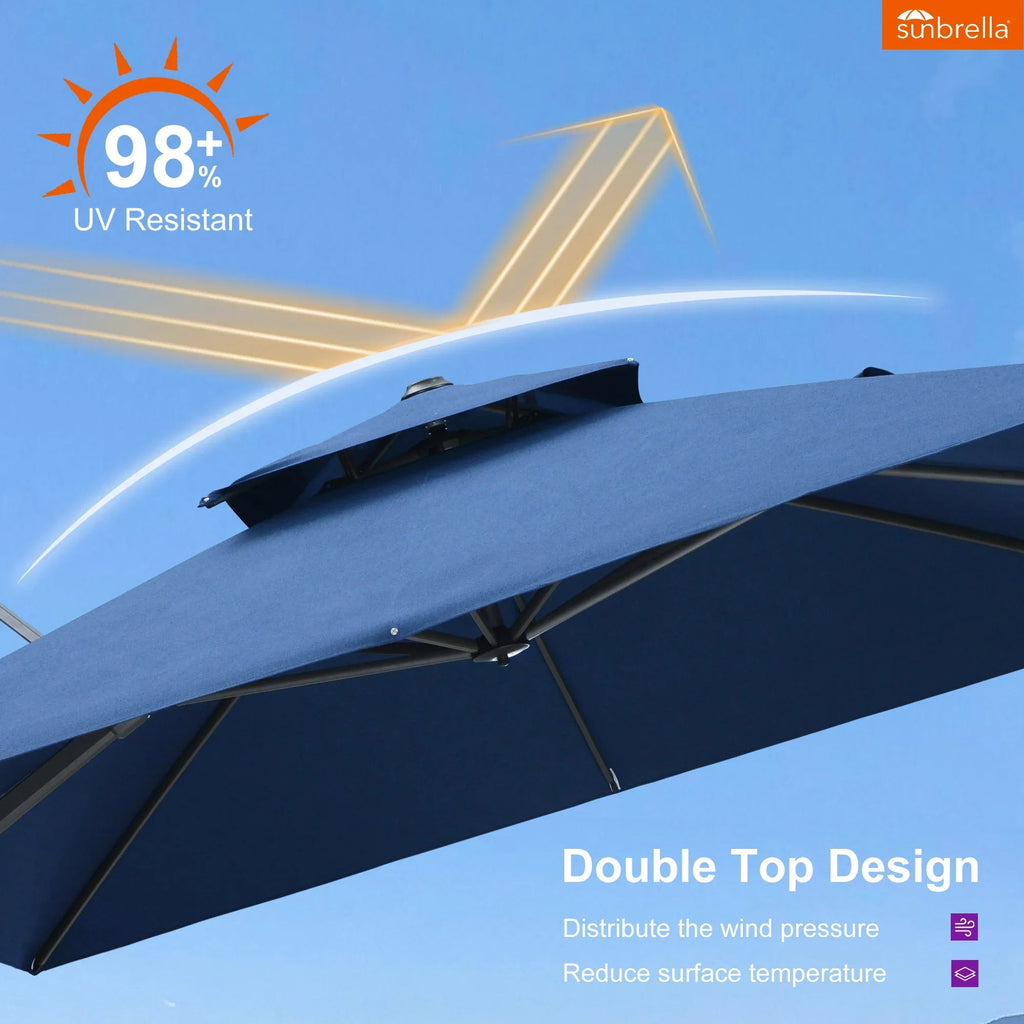 PURPLE LEAF SUNBRELLA Cantilever Umbrella Grey Aluminum Patio Umbrella