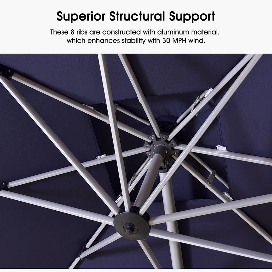 PURPLE LEAF Outdoor Windproof Umbrella, Square Cantilever Umbrella Outside Patio