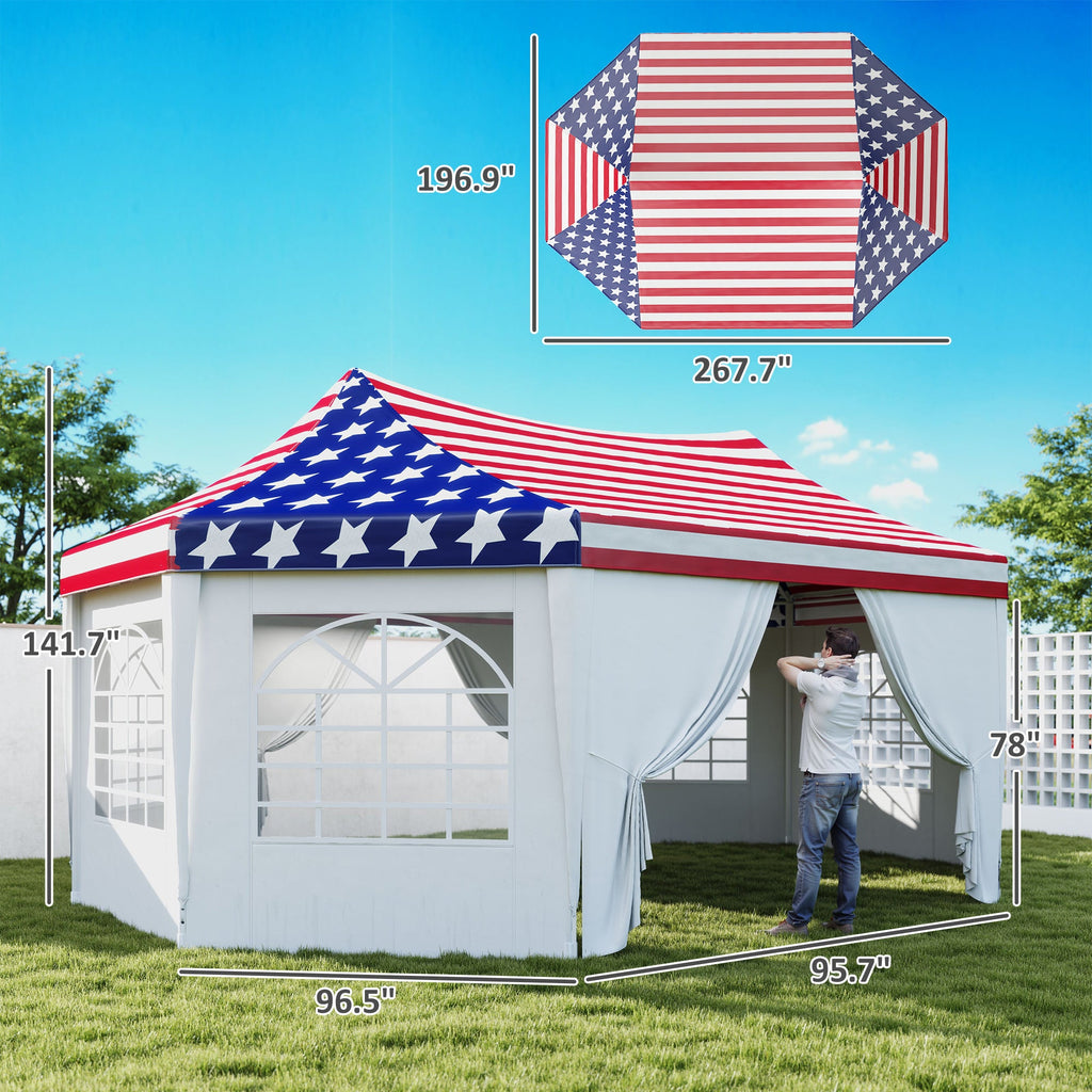 22.3' x 16.4' Party Tent with Sidewalls, American Flag