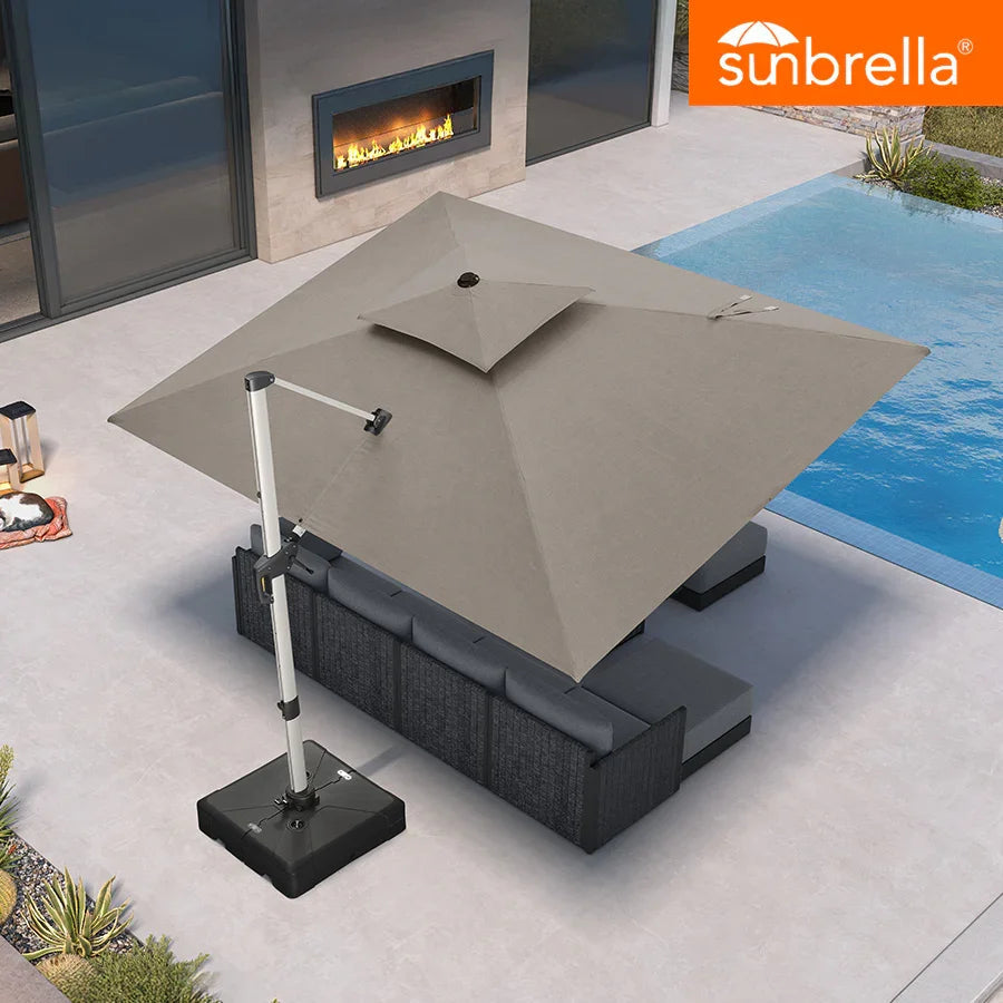 PURPLE LEAF – Parasol de terrasse Premium Classic SUNBRELLA déporté