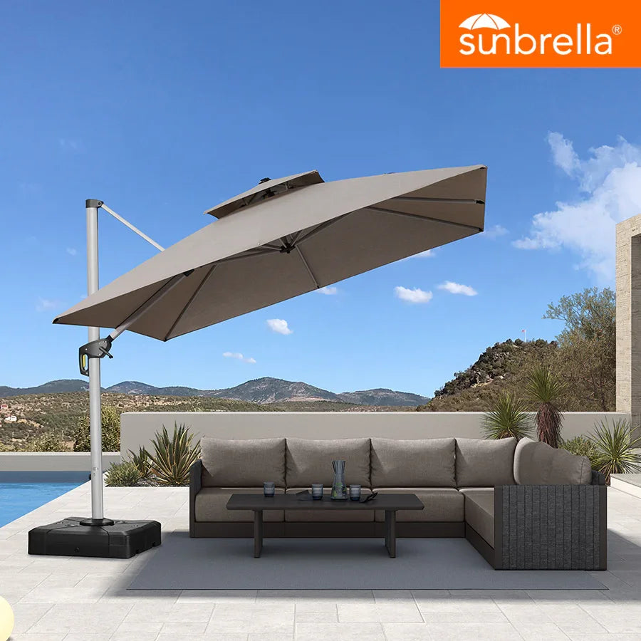 PURPLE LEAF – Parasol de terrasse Premium Classic SUNBRELLA déporté