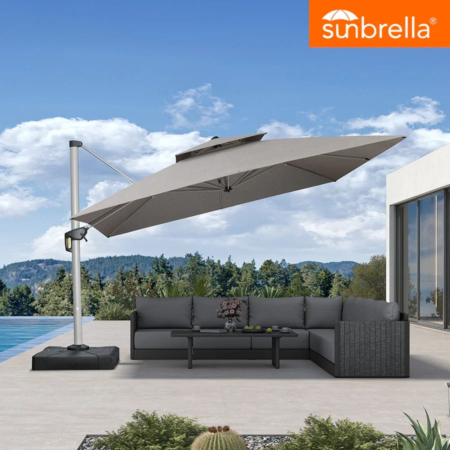 PURPLE LEAF – Parasol de terrasse Premium Classic SUNBRELLA déporté