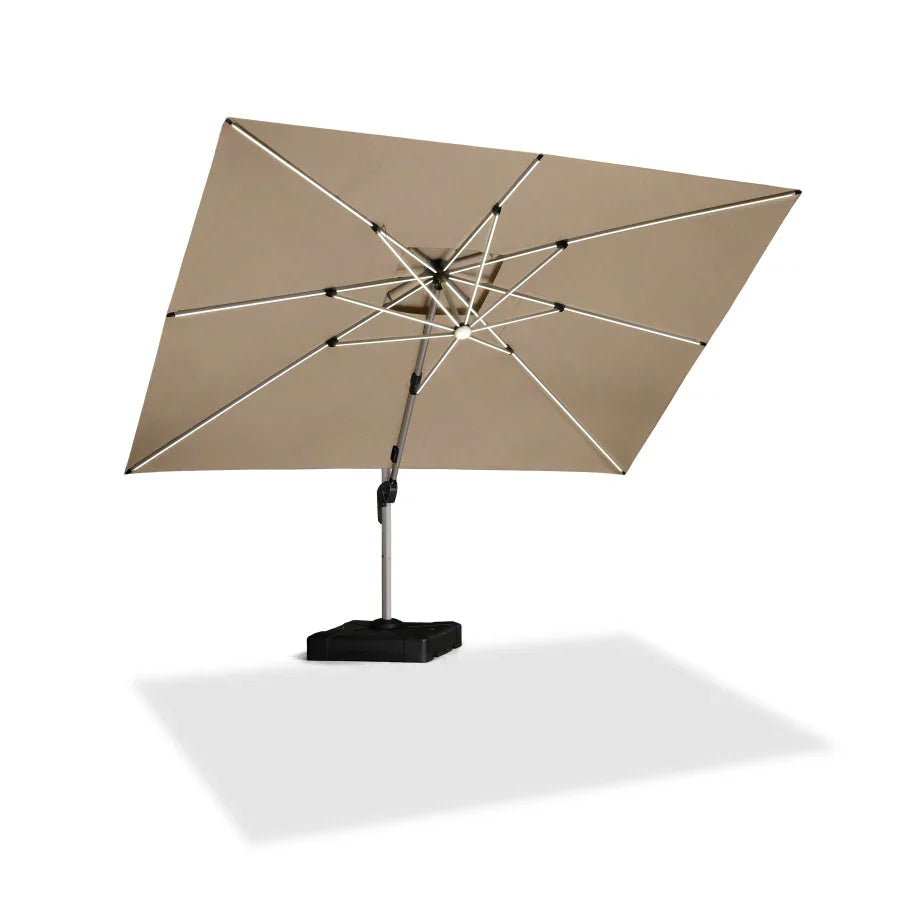 PURPLE LEAF SUNBRELLA Solar Cantilever Umbrella with Lights, Large Umbrellas For Outdoor Patio