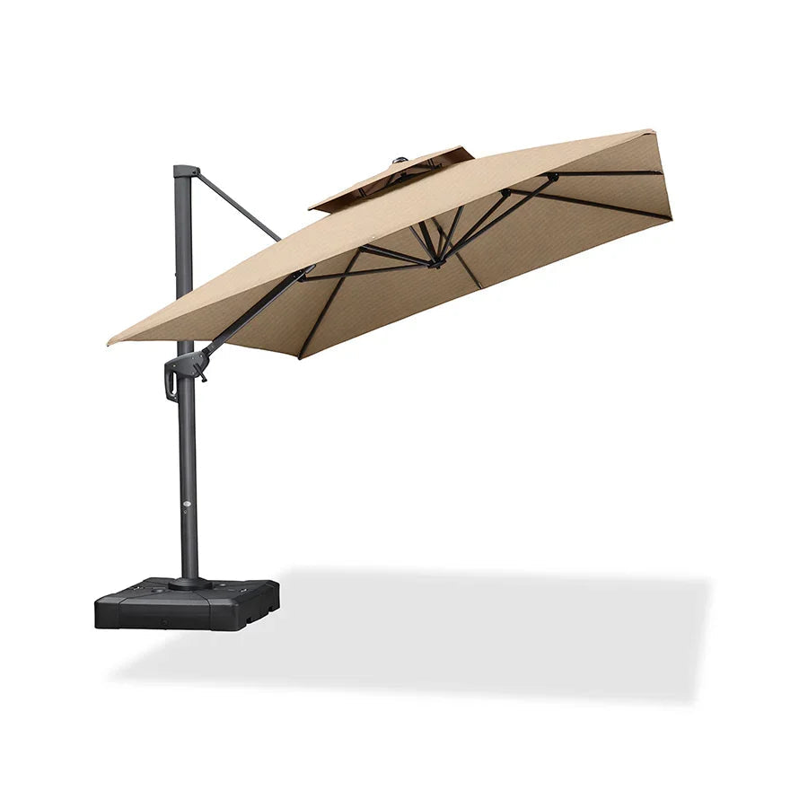 PURPLE LEAF SUNBRELLA Cantilever Umbrella Grey Aluminum Patio Umbrella