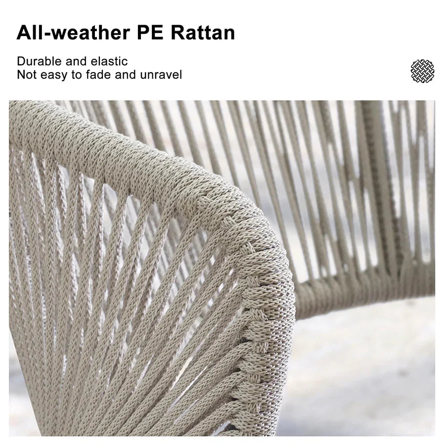 PURPLE LEAF Outdoor Bar Stools Set of 2, All-Weather Rope Wicker Aluminum Patio Bar Chairs for Deck, Balcony, Garden, Kitchen Island