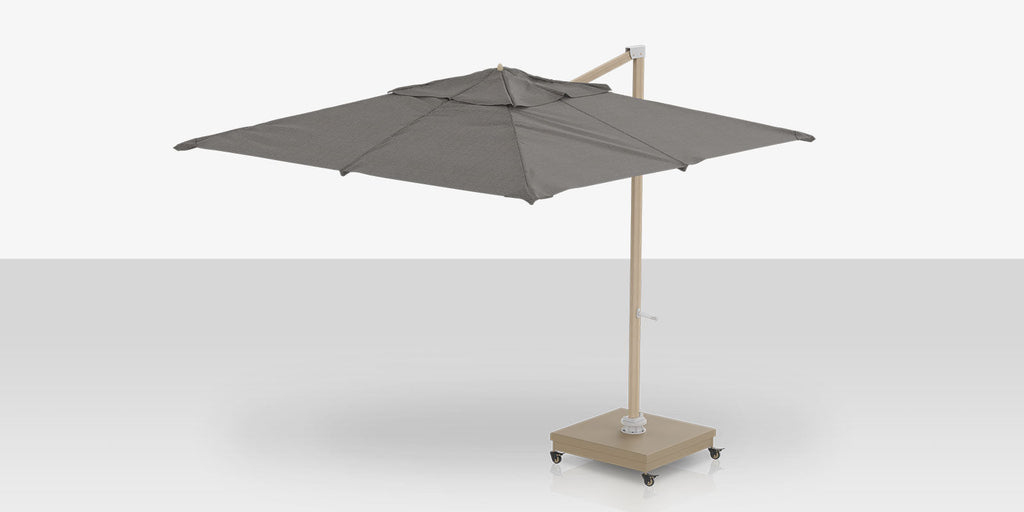 Rio Grande 10' Cantilever Umbrella (Square) Wood Grain Finish Charcoal Tweed