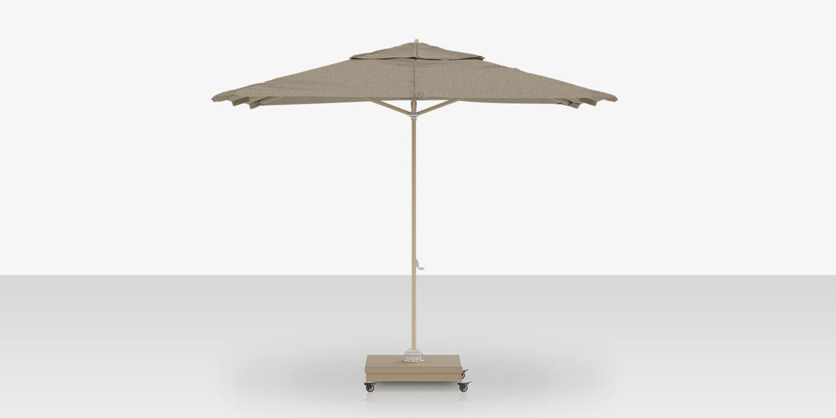 Rio Grande 10' – Parasol déporté carré, finition aspect bois, Linen Tweed
