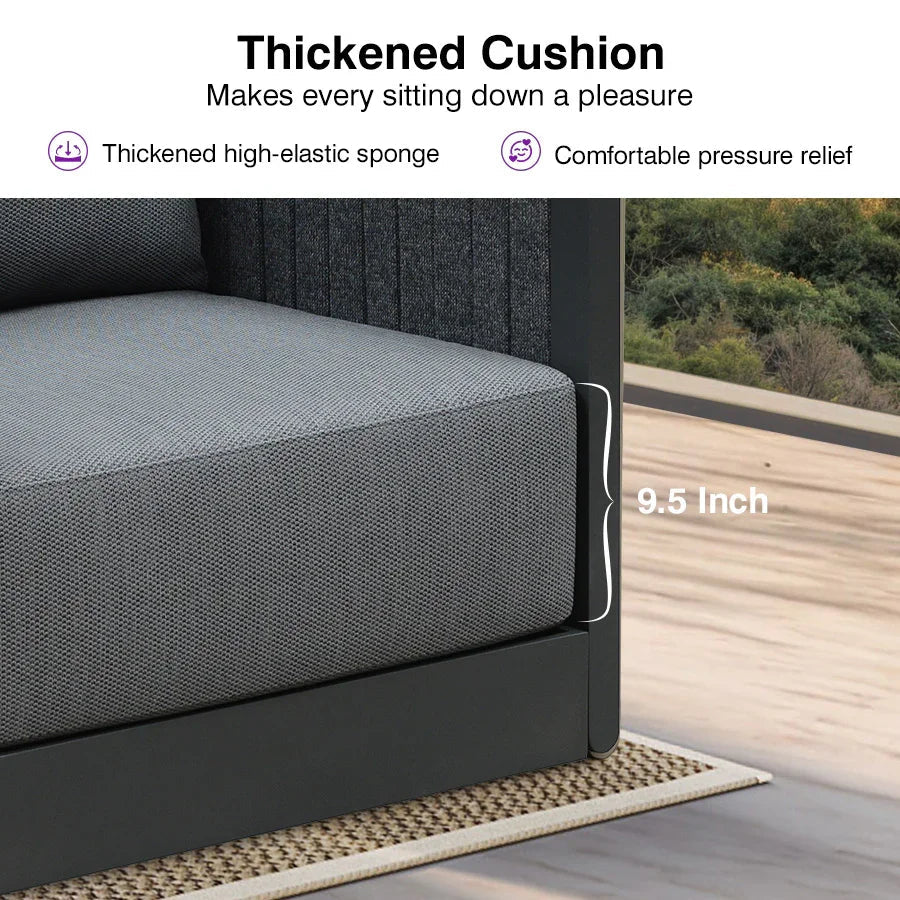 PURPLE LEAF Sanori L-Shaped Patio Couch Set Modular Sofa with Grey Cushions for Backyard