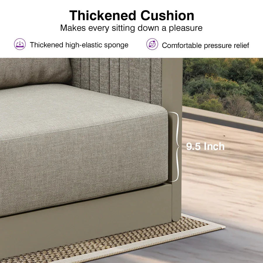 PURPLE LEAF Sanori Classical without Table Beige Patio Conversation Set with Cushions for Deck