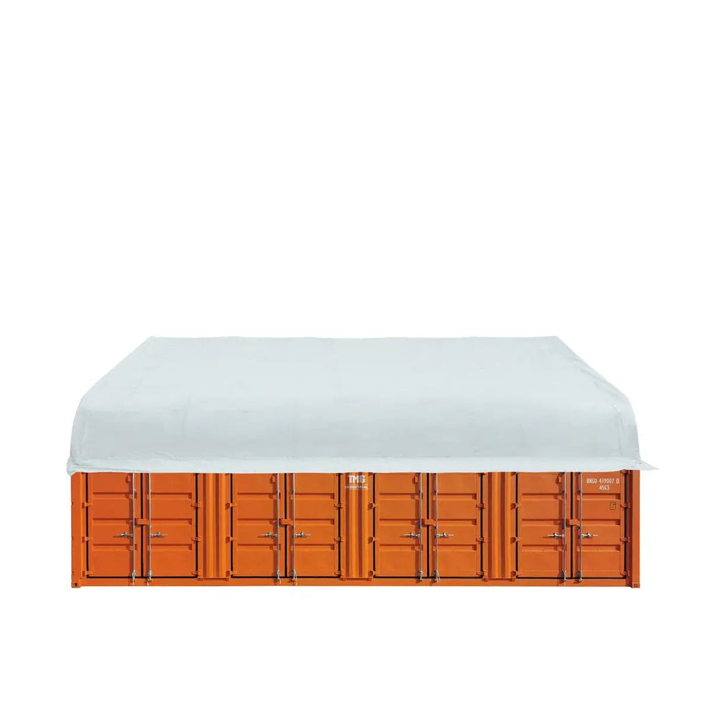 Heavy Series™ 50' x 40' Dual Truss Container Shelter with Heavy Duty 32 oz PVC Cover, 17' Height with Peak Roof, TMG-DT5040C