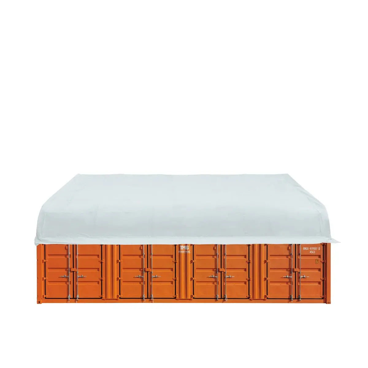 Heavy Series™ 50' x 40' Dual Truss Container Shelter with Heavy Duty 32 oz PVC Cover, 17' Height with Peak Roof, TMG-DT5040C