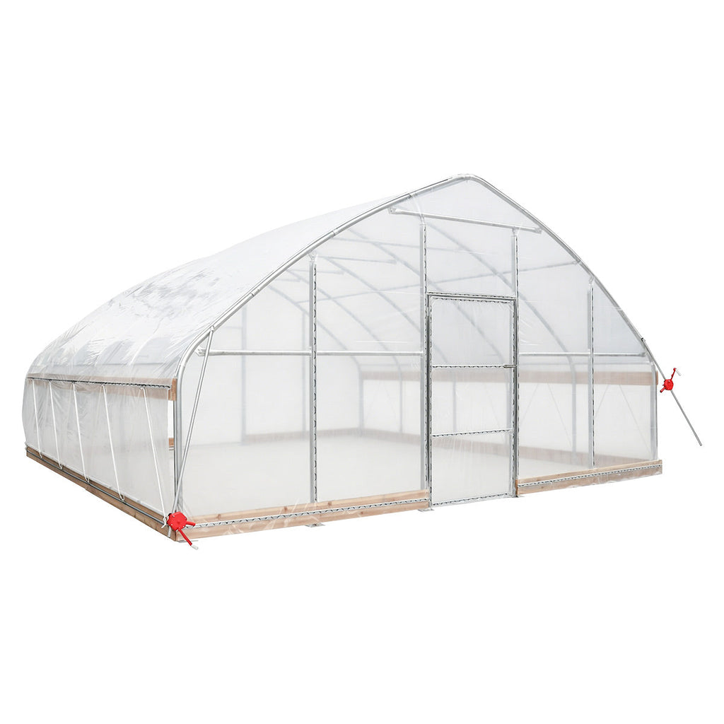 20' x 20' Tunnel Greenhouse Grow Tent w/12 Mil Ripstop Leno Mesh Cover, Cold Frame, Roll-up Windows, Peak Ceiling Roof, TMG-GH2020-V2 (Previously GH2020)