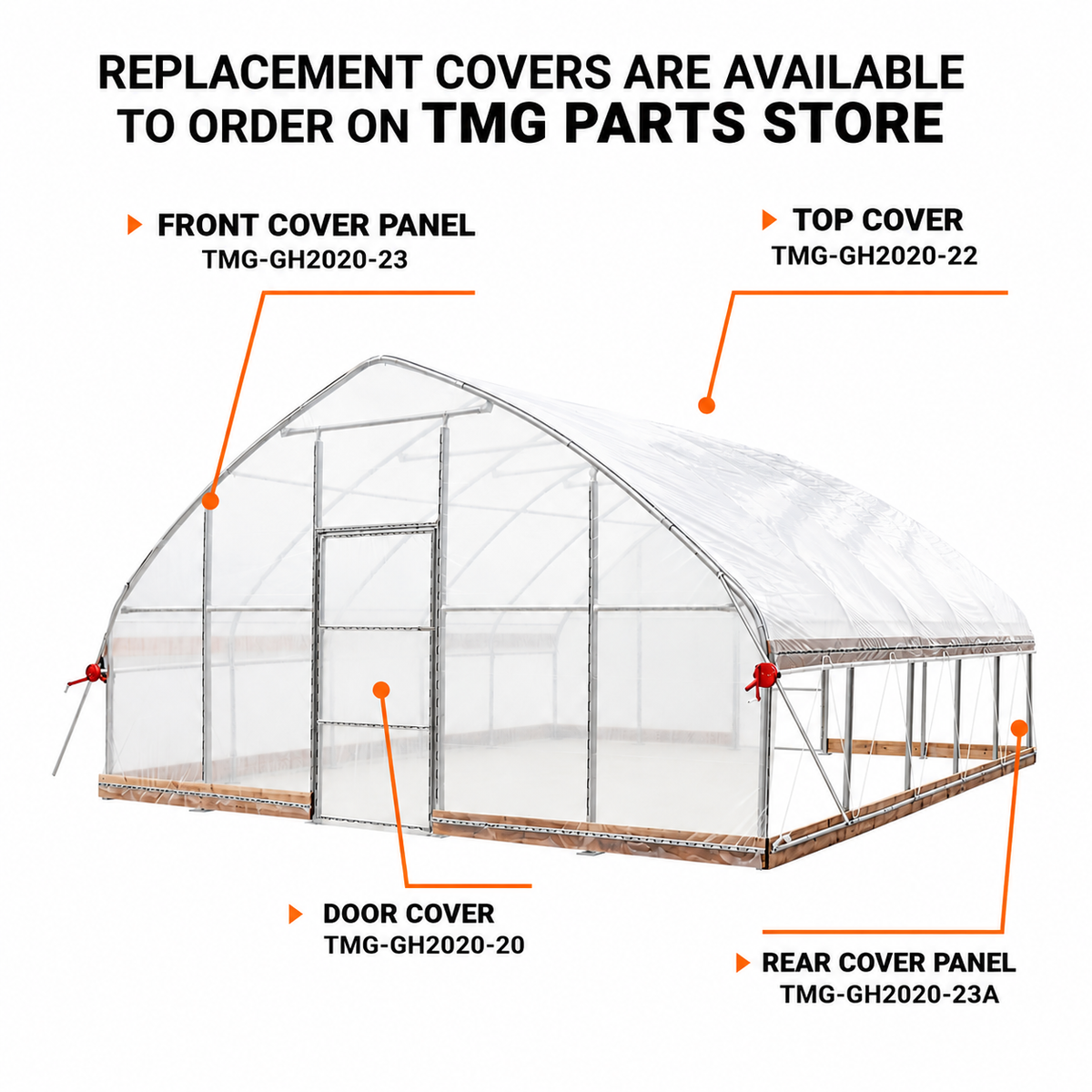 20' x 20' Tunnel Greenhouse Grow Tent w/12 Mil Ripstop Leno Mesh Cover, Cold Frame, Roll-up Windows, Peak Ceiling Roof, TMG-GH2020-V2 (Previously GH2020)