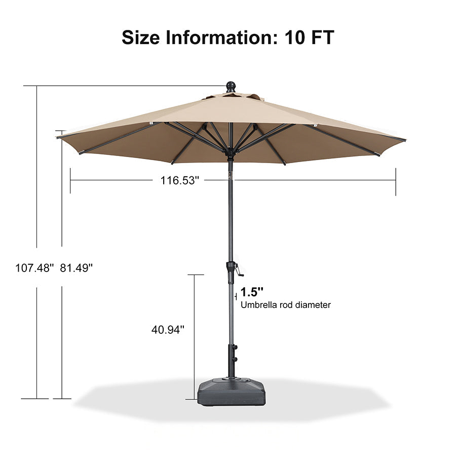 PURPLE LEAF Round Tilting Patio Umbrella with Base, Milan Porch Table Umbrella