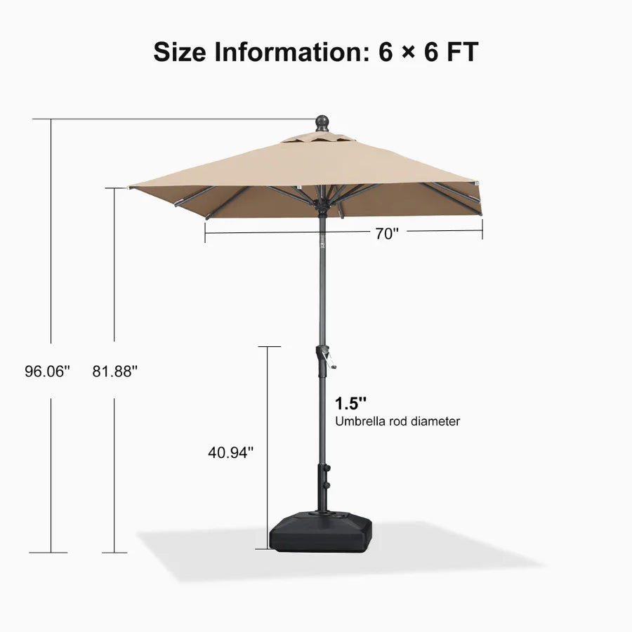 PURPLE LEAF Crank and Tilt Rectangular Outdoor Patio Market Umbrella with Base