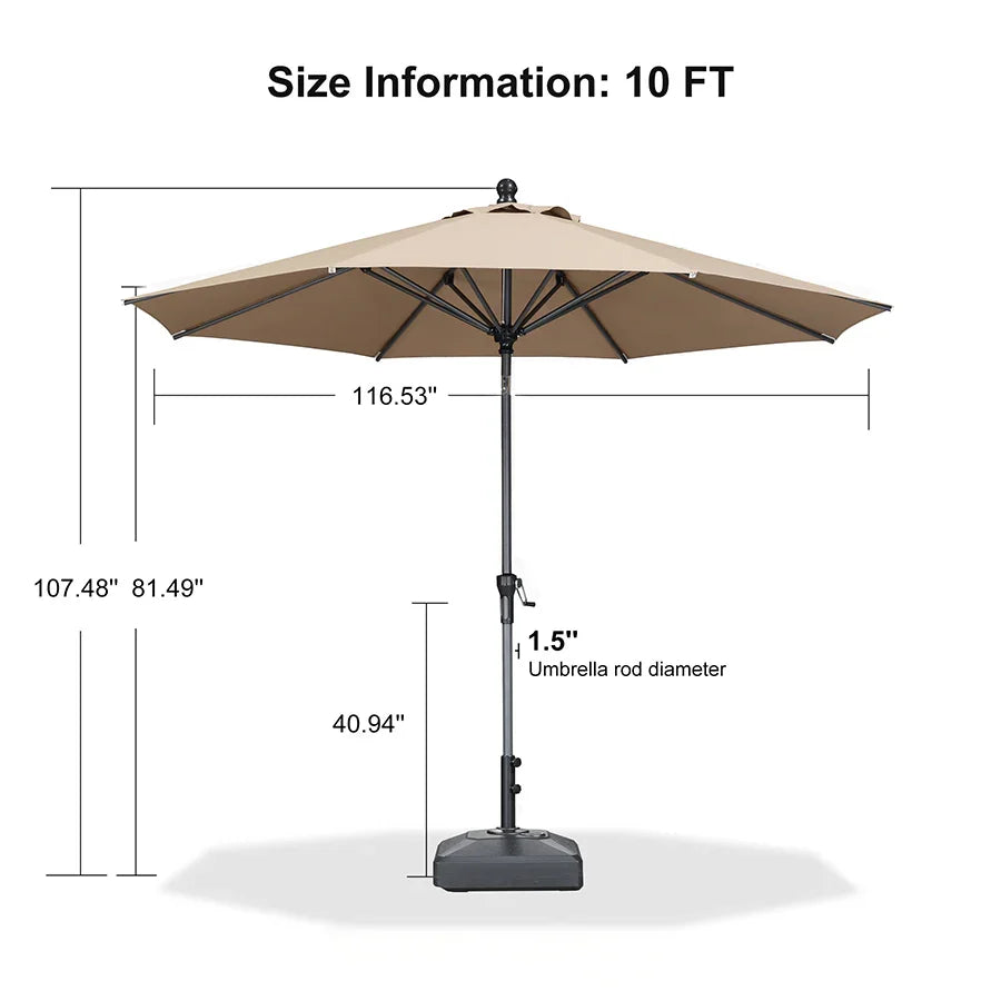 PURPLE LEAF Crank and Tilt Rectangular Outdoor Patio Market Umbrella with Base