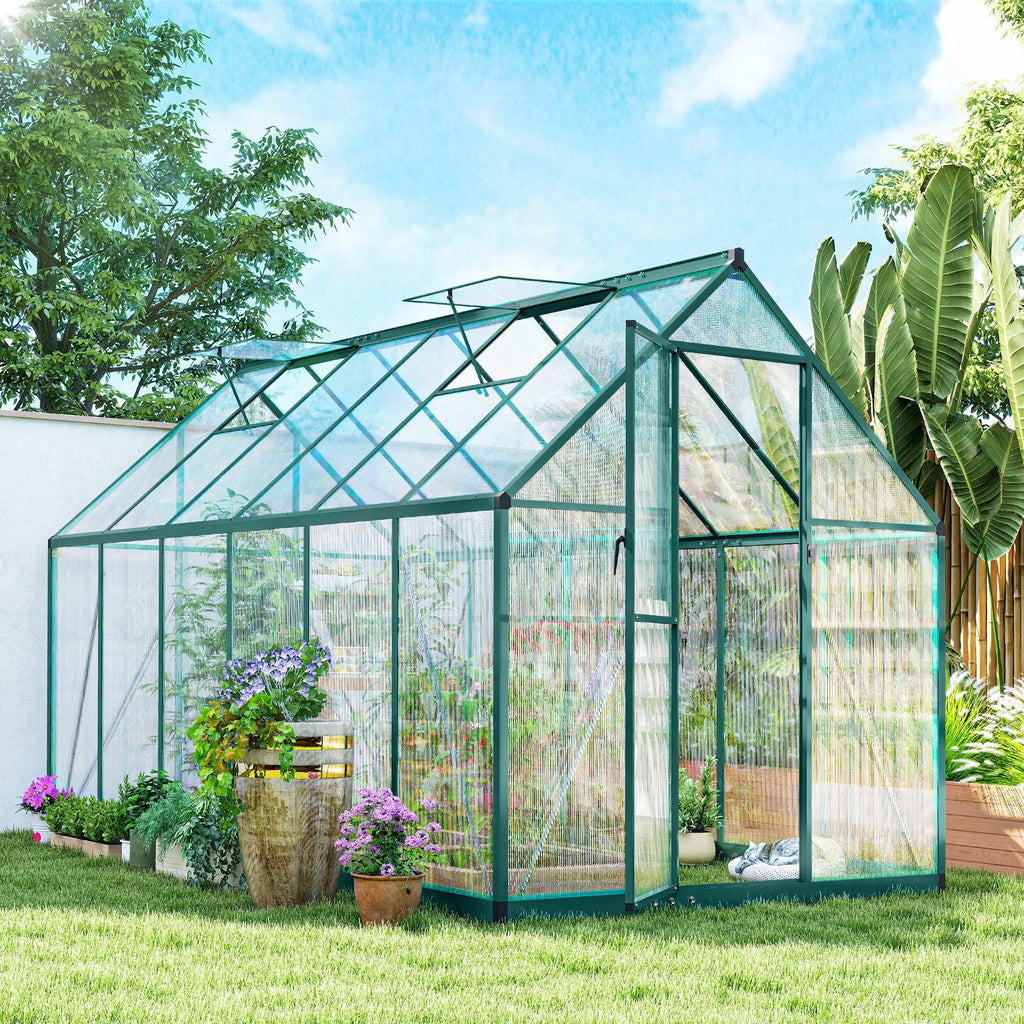 11' x 6' Polycarbonate Walk-in Greenhouse, Dark Green