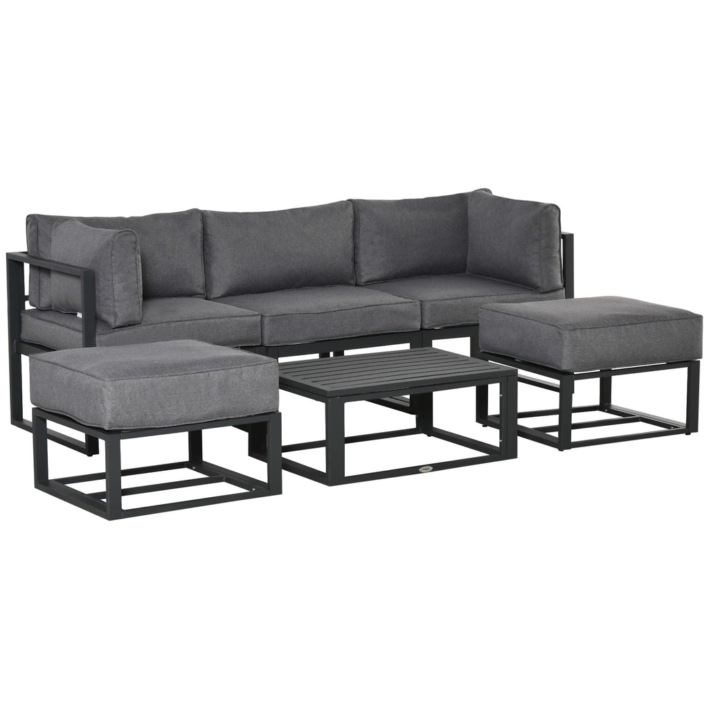 6pc Outdoor Patio Furniture Set with Daybed and Footstools, Grey