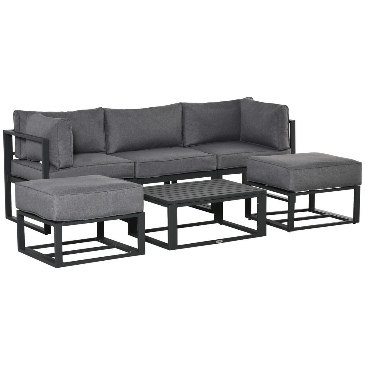 6pc Outdoor Patio Furniture Set with Daybed and Footstools, Grey
