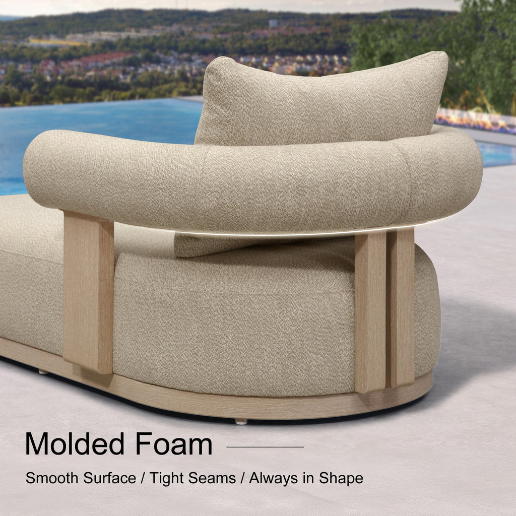 PURPLE LEAF  Provence Outdoor Chaise Lounge  Modern Luxury Aluminum Lounger Daybed with Olefin Lumbar Pillow and Armrest for Patio Poolside Beach Sunbathing Deck