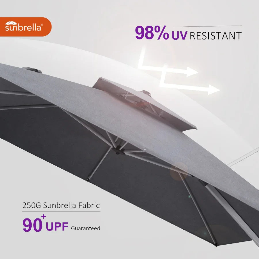 PURPLE LEAF – Parasol de terrasse Premium Classic SUNBRELLA déporté