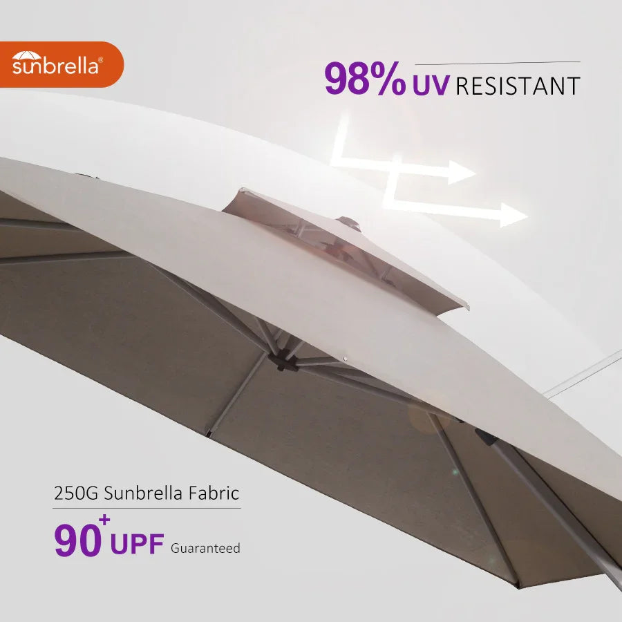 PURPLE LEAF – Parasol de terrasse Premium Classic SUNBRELLA déporté