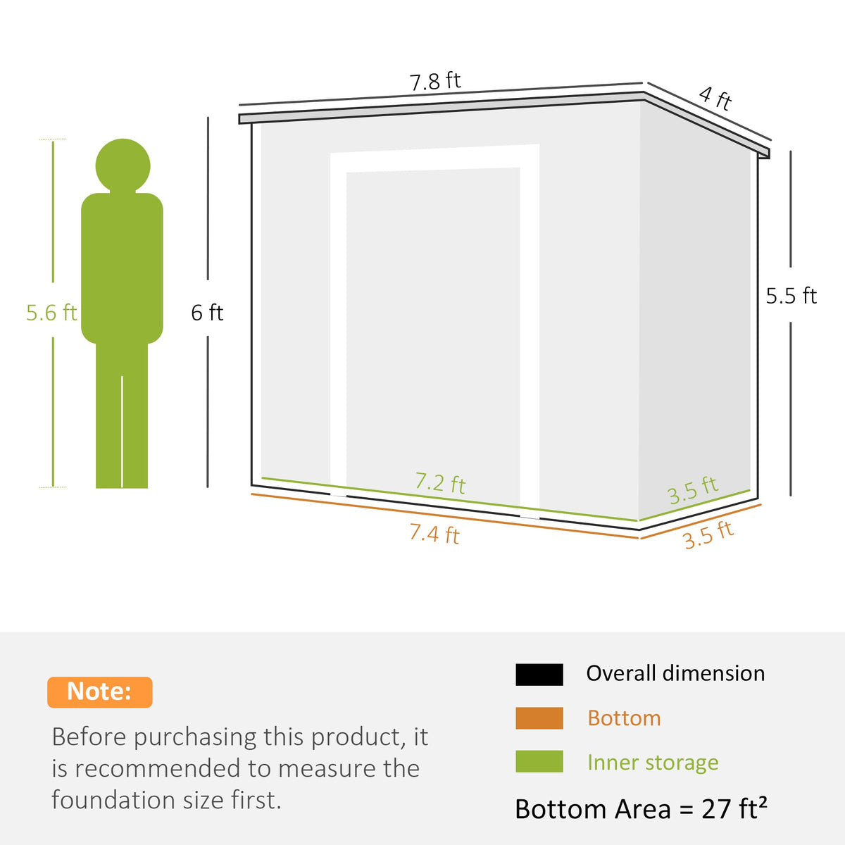 EverBase 8' x 4' Outdoor Storage Shed with Window, Lockable Doors and Vents, Light Brown