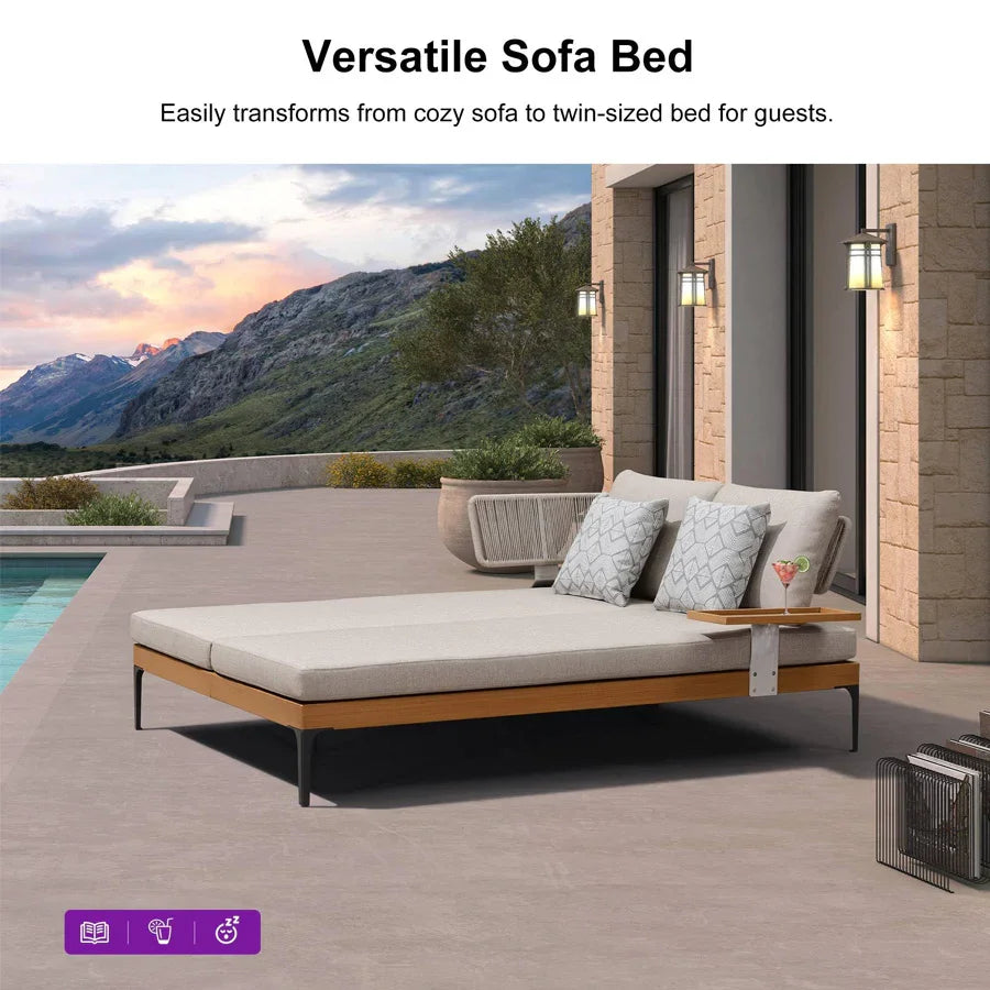 PURPLE LEAF Sicilia L-Shaped Modular Outdoor Sectional with Oatmeal Greige Cushions Flexible Layout for Garden Poolside