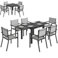 7 Piece Outdoor Dining Set with Extendable Table and Stackable Chairs
