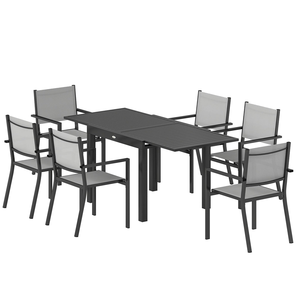7 Piece Outdoor Dining Set with Extendable Table and Stackable Chairs