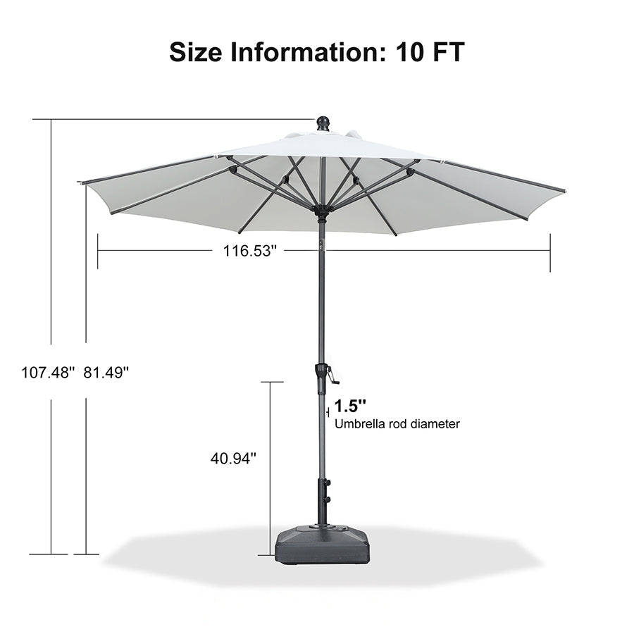 PURPLE LEAF Round Tilting Patio Umbrella with Base, Milan Porch Table Umbrella