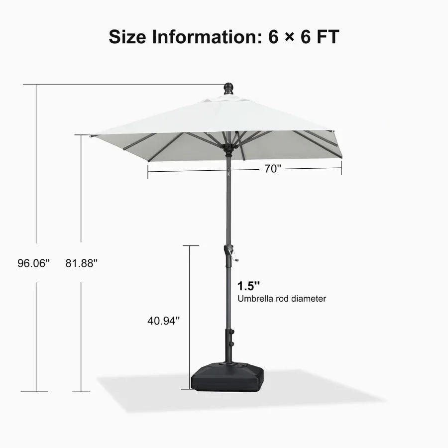 PURPLE LEAF Crank and Tilt Rectangular Outdoor Patio Market Umbrella with Base