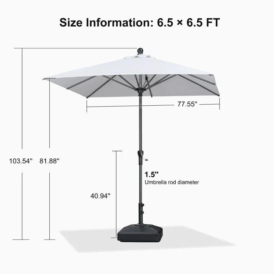 PURPLE LEAF Crank and Tilt Rectangular Outdoor Patio Market Umbrella with Base