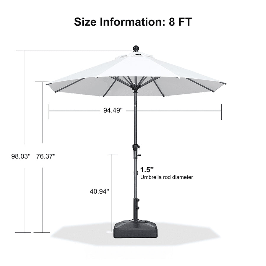 PURPLE LEAF Round Tilting Patio Umbrella with Base, Milan Porch Table Umbrella