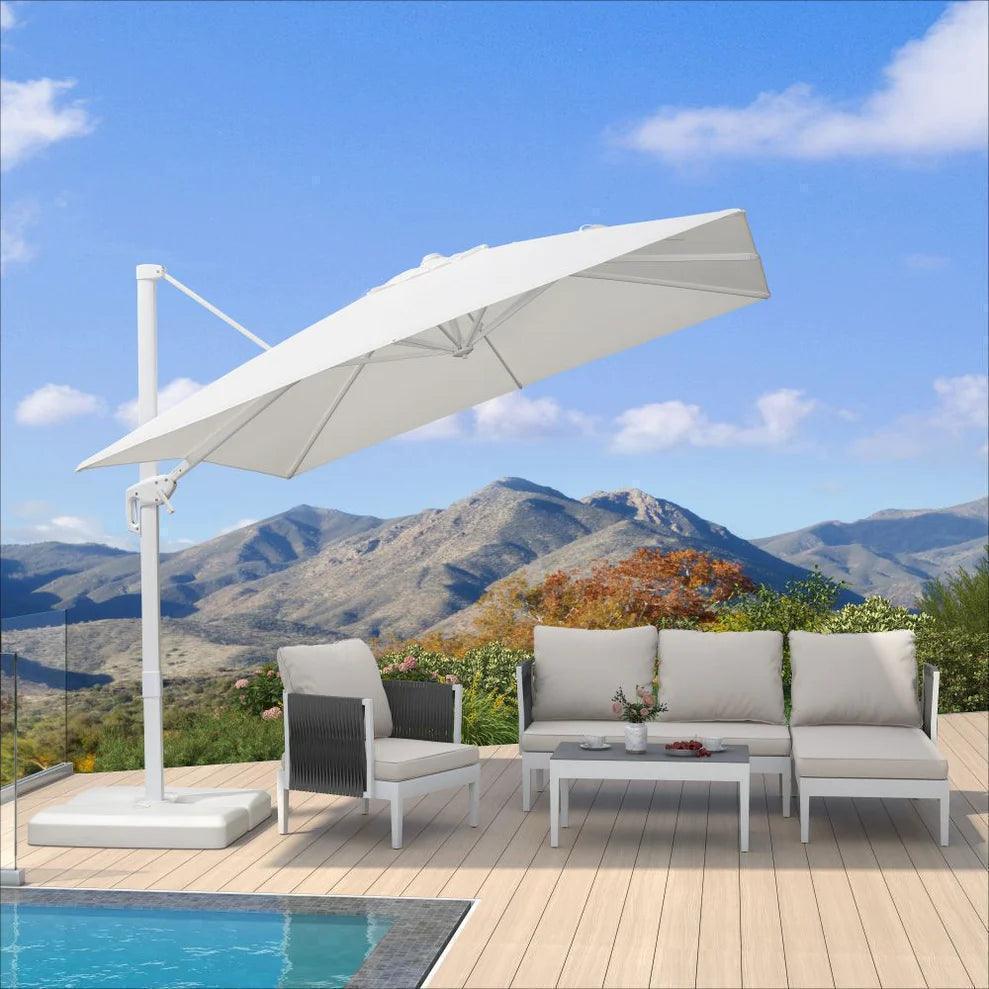PURPLE LEAF Outdoor Patio Umbrella with Base, Best White Cantilever Umbrellas
