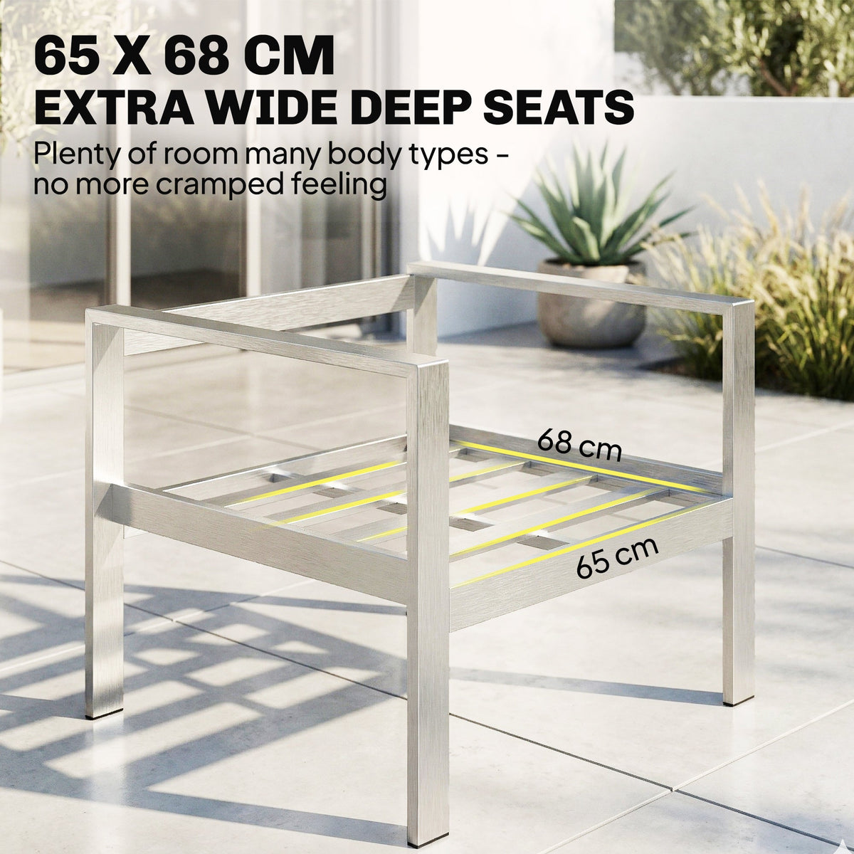 4-Seater Aluminium Sofa Set with Faux Wood Table and Olefin Cushions, Dark Grey