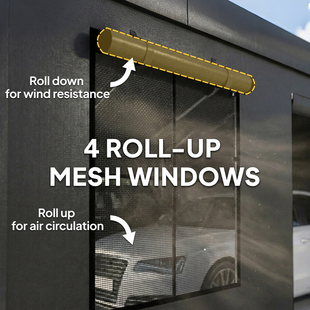 20' x 20' Heavy Duty Carport with 3 Roll-Up Doors, Dark Gray
