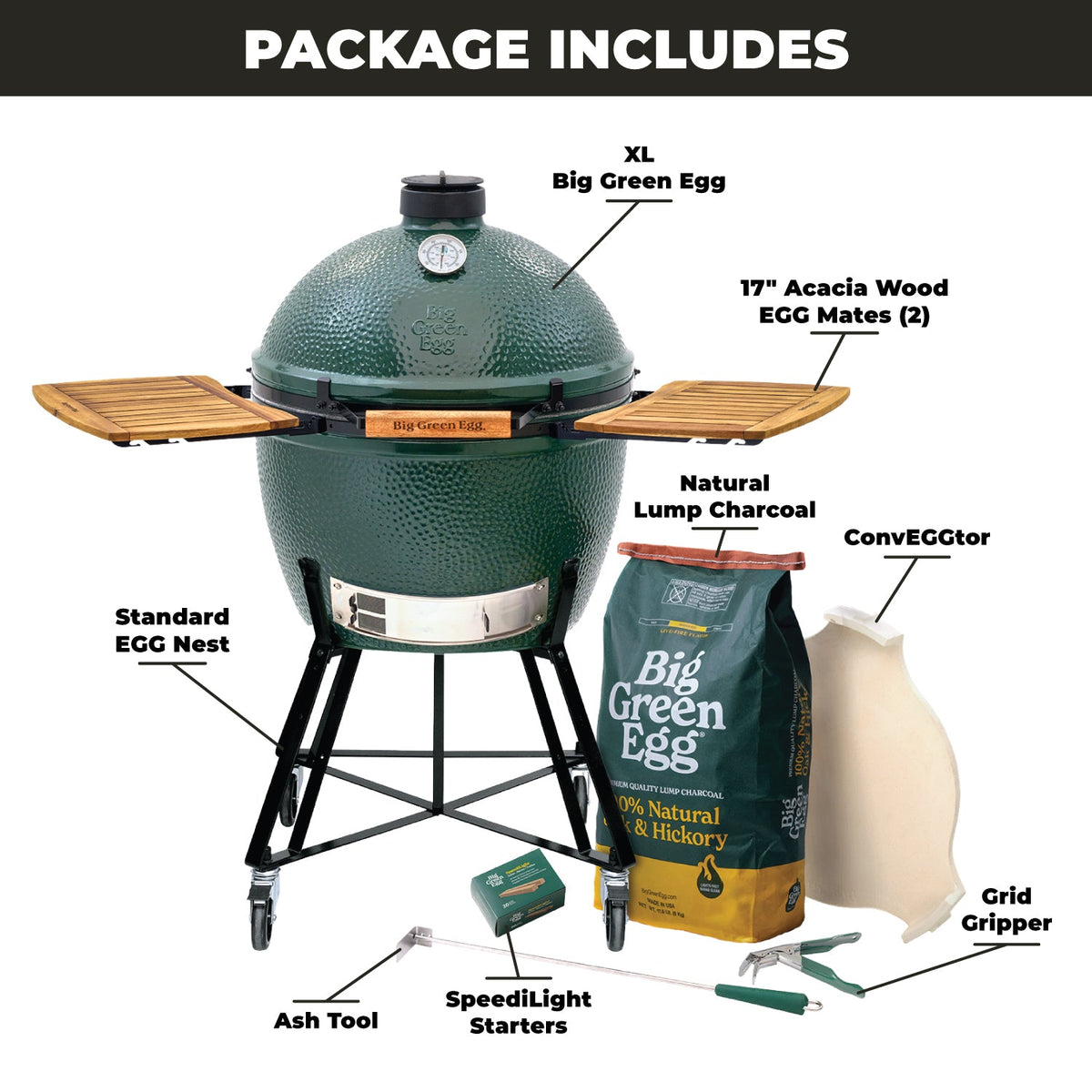XL Big Green Egg + Standard Nest + EGG Mates Package