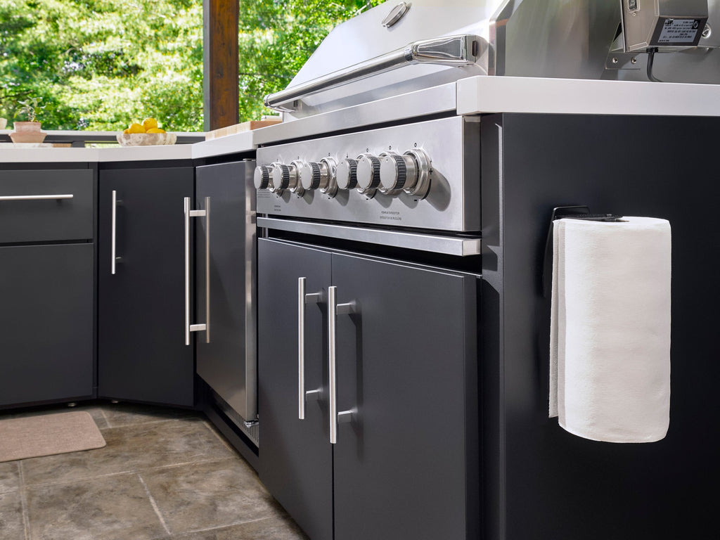 Emory | Corner Outdoor Kitchen Island with Bar Seating & Built-In Grill – Right