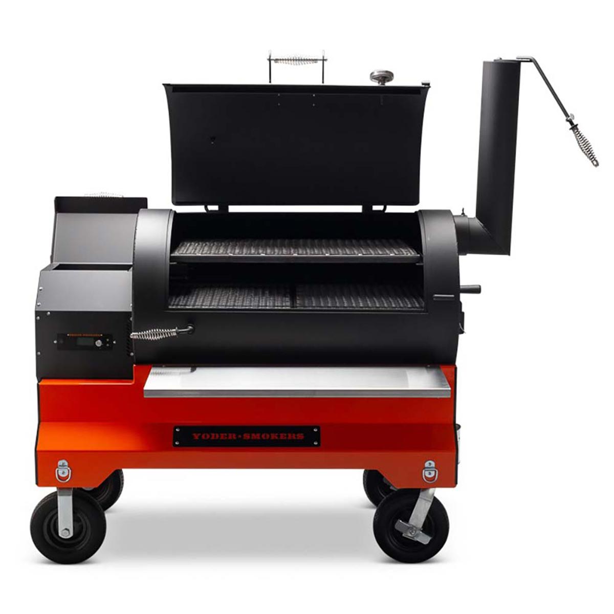 Yoder Smokers YS1500s Competition Cart Pellet Grill (Orange Cart)