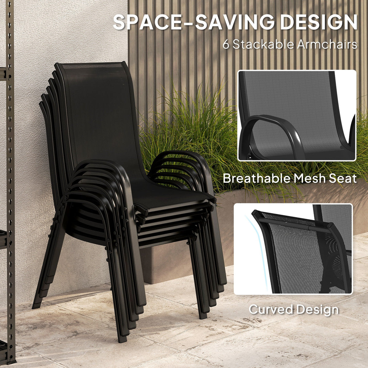 8-Piece Patio Dining Set with 9 Ft Umbrella, Black