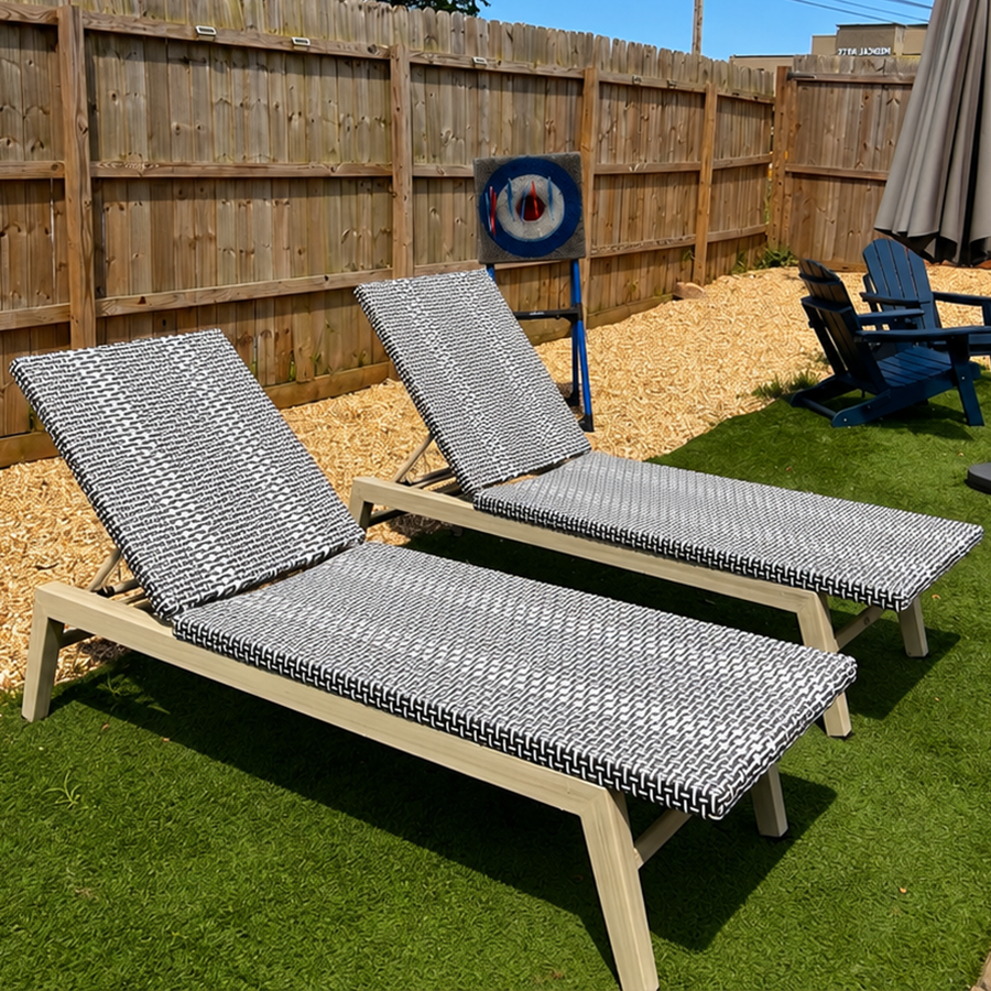 PURPLE LEAF Pool Oversized Lounge Chairs Rattan Aluminium Patio Chaise Lounge Outdoor Adjustable Recliner Finish Loungers Woven PE Sun Chairs for Poolside Deck Beach