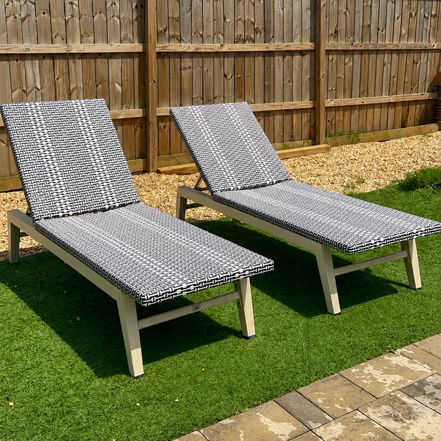 PURPLE LEAF Pool Oversized Lounge Chairs Rattan Aluminium Patio Chaise Lounge Outdoor Adjustable Recliner Finish Loungers Woven PE Sun Chairs for Poolside Deck Beach