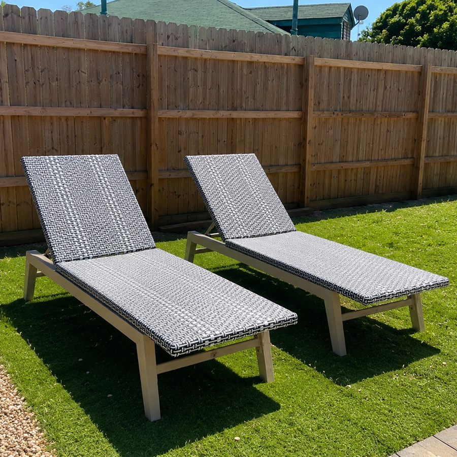 PURPLE LEAF Pool Oversized Lounge Chairs Rattan Aluminium Patio Chaise Lounge Outdoor Adjustable Recliner Finish Loungers Woven PE Sun Chairs for Poolside Deck Beach